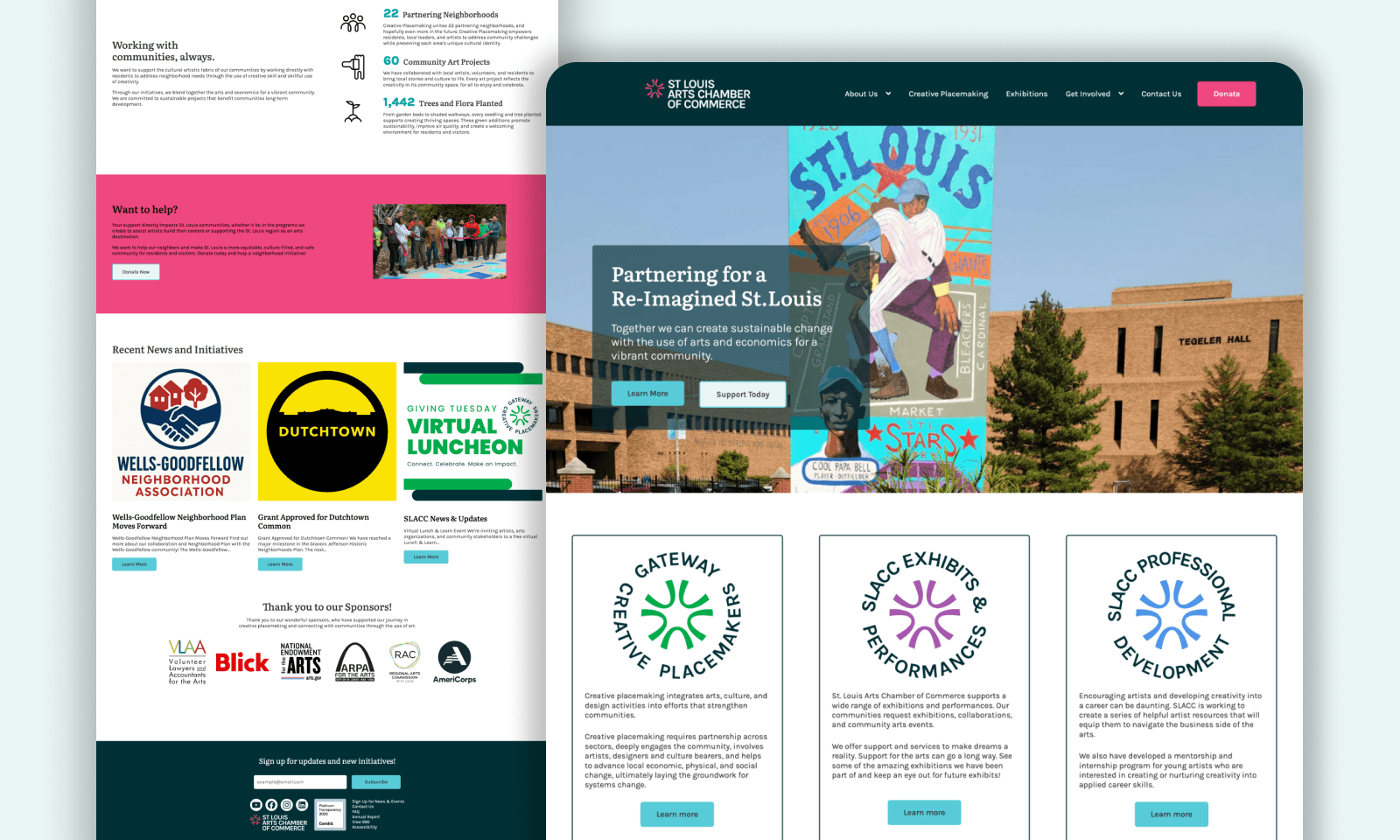 st. louis arts chamber of commerce website mockup