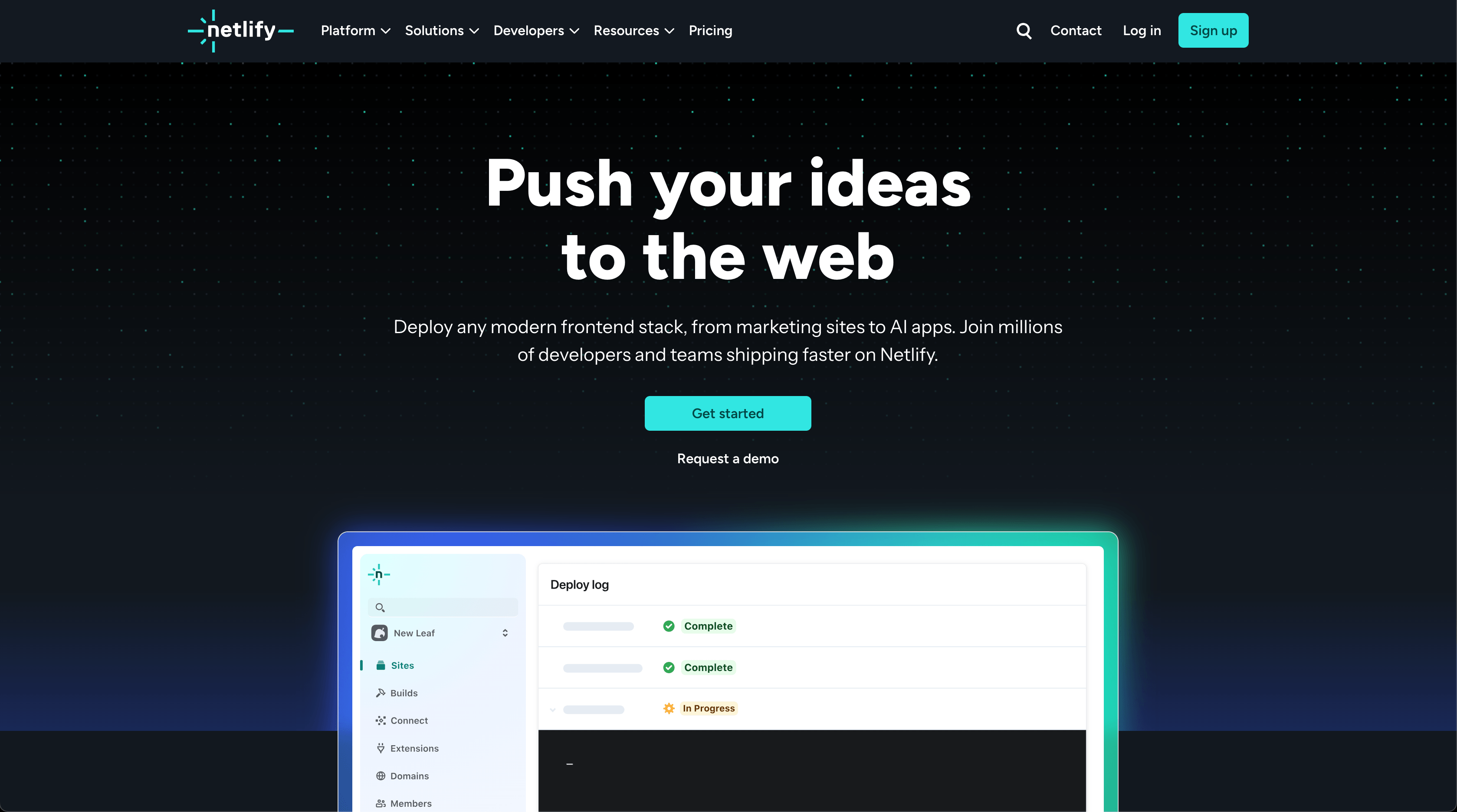 Netlify home page